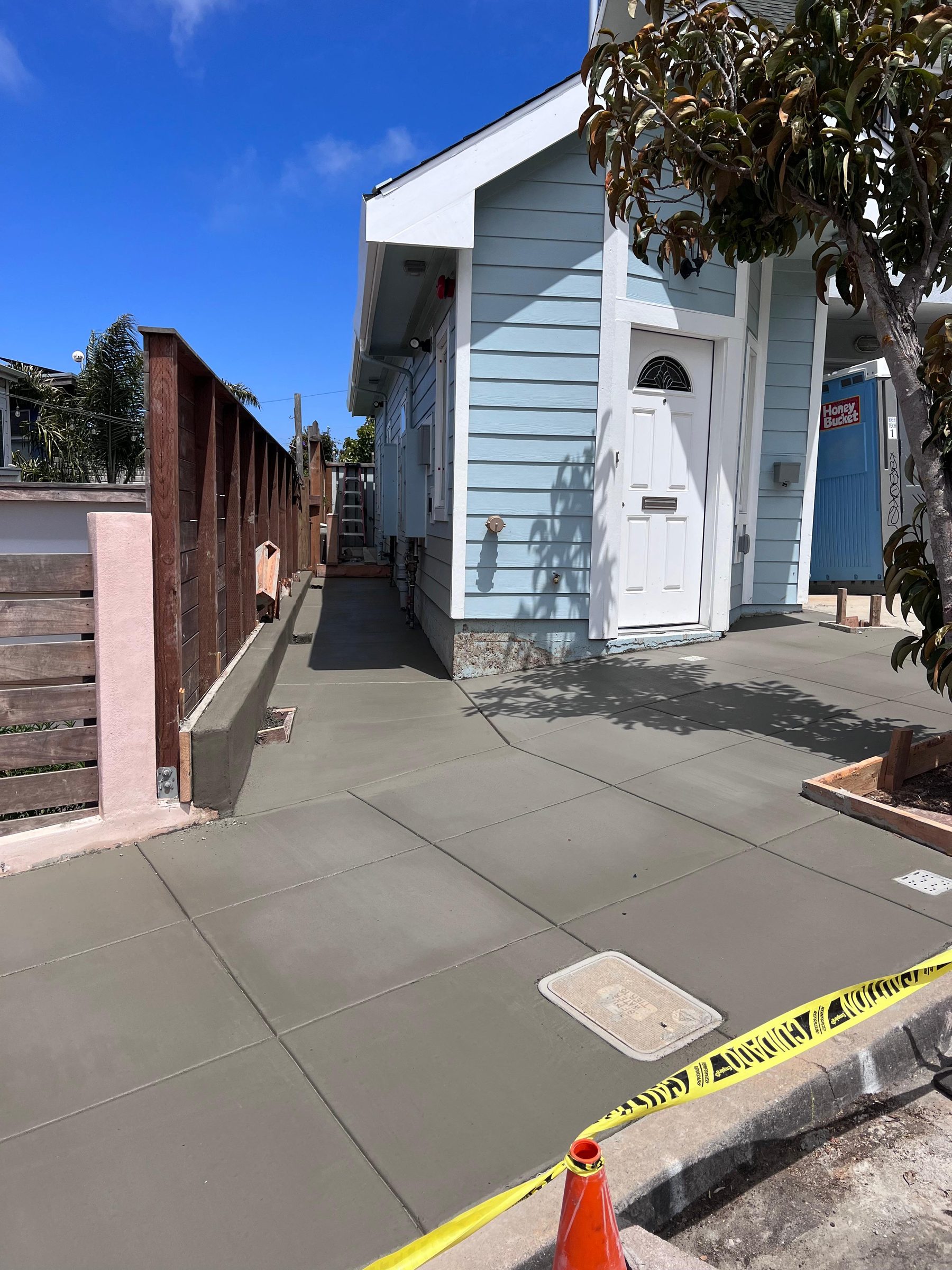 Finished concrete driveway and walkway