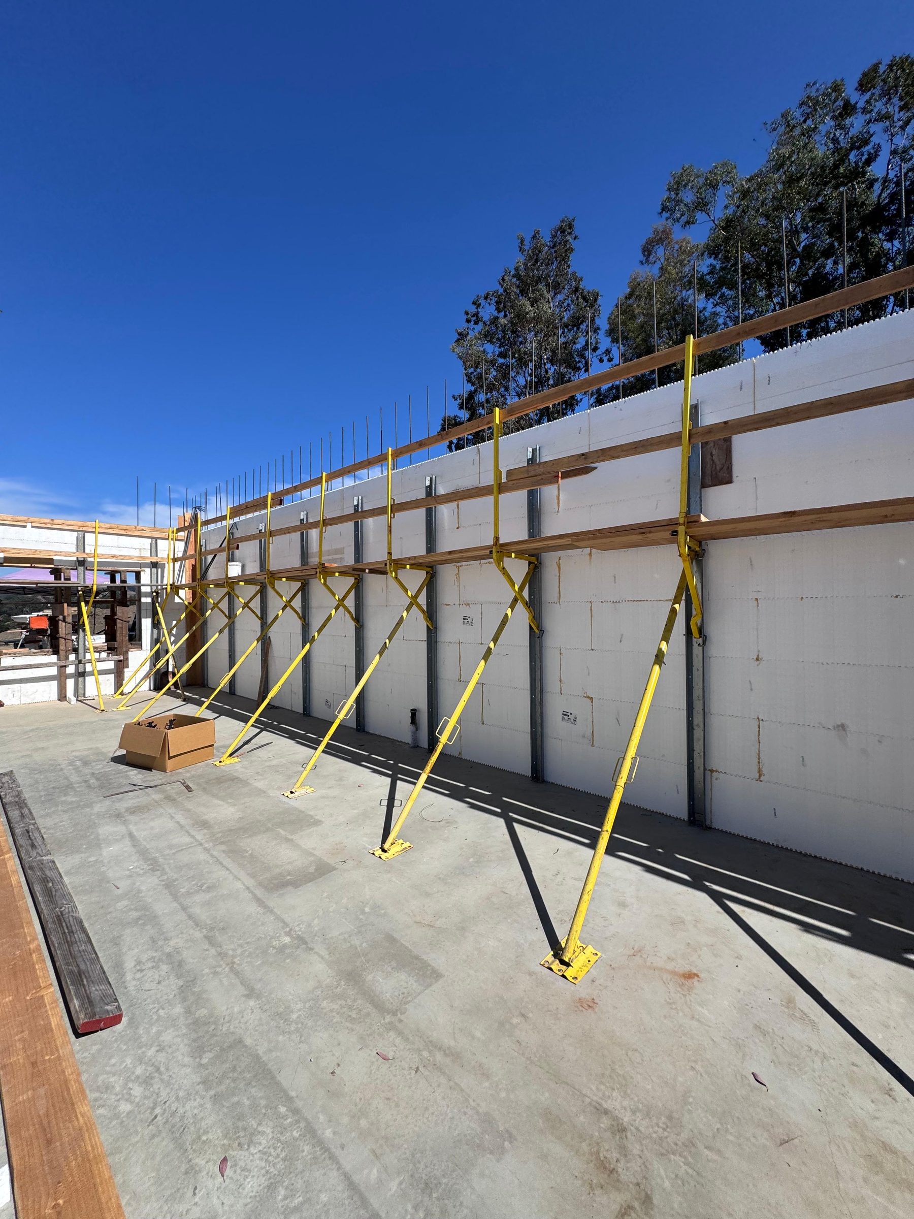 ICF wall system braced and ready for the concrete pour